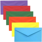 JAM Paper Monarch Envelopes, 3.88 x 7.5, Brite Hue Assorted, 150 Pack (3409BRORGPY)-Assortment of coloured Monarch Envelopes: Blue, Red, Orange, Green, Purple, and Yellow.