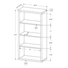 Monarch Specialties 7405 48"H Bookcase - Grey Reclaimed Wood-Look/Adj. Shelves-Assembly required: Illustrated instructions and all hardware are provided for convenience (additional tools may be needed)