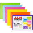 JAM Paper - Enveloppes en plastique à fermeture Velcro, livret légal, 9 3/4 x 13 po, couleurs variées, 6/pqt (218V0ASSRT)-Taille : 9,75 x 13 po