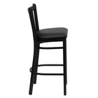 Flash Furniture - Tabouret de bar de la série HERCULES en métal noir à dossier vertical - siège en vinyle noir-Siège rembourré en vinyle noir