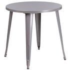 30'' Round Silver Metal Indoor-Outdoor Table Set with 4 Arm Chairs (CH-51090TH-4-18ARM-SIL-GG)-Metal