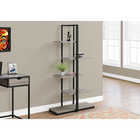 Monarch Specialties 7232 60"H Bookcase - Dark Taupe/Black Metal-5 Shelves