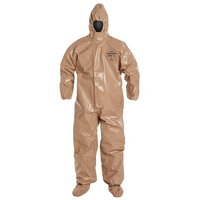 Dupont Personal Protection Coverall Tychem CPF3 Elastic Wrist, 4X-Large (C3128T-4XL)-Colour: Tan/Tan/Brown