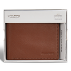 Champs Onyx Leather Center Wing Wallet - Brown-Easy access ID window