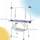 PawHut - Table de Toilettage pour Chien Réglable avec 2 Sangles de Sécurité - Violet-Deux sangles pour maintenir votre chien en place de manière sûre pendant la toilette
