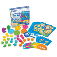 Learning Resources - Sous l'ensemble de tri de mer-Compter, trier et faire correspondre : Ce set de jeu de tri tout-en-un prépare les enfants pour la maternelle avec 13 activités pour les tout-petits qui développent des compétences précoces en mathématiques et en tri !