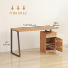 HOMCOM - Bureau d'ordinateur - 53,1 po L x 23,6 po l x 29,5 po H - bois naturel-Offre un espace généreux pour les jambes afin d'assurer une utilisation confortable et détendue