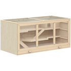 PawHut Wooden Hamster Cage Rat Cage with Slide & Tray - Natural Wood-A great living home and exercise area combined in it