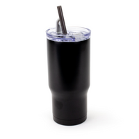 Gry Mattr Travel Mug with Straw - 700mL - Black-Stainless Steel