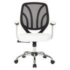 Work Smart - Fauteuil avec dossier en maille noire et siège en similicuir blanc-Dossier en maille noire perméable à l'air avec support lombaire intégré