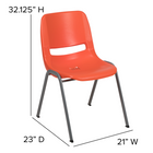 Flash Furniture HERCULES Series Orange Ergonomic Shell Stack Chair with Grey Frame-Designed for Commercial Use