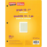 Staples Refill Paper - Graph 10:1" - 8-3/8" x 10-7/8" - 20 Sheets-Letter size graph refill paper 10 squares per 1"