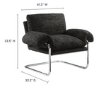 Modway - Ansel Tissu Boucle Chaise d’accent - Charbon de bois-Cadre en acier inoxydable poli