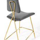 Modway - Ponder Performance Velvet Tabouret de comptoir - Gris-Capacité de poids : 330 lb