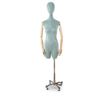 Mannequin demi-corps femme adulte Can-Bramar, hauteur réglable, base en métal avec roues, sauge (RPDF-1S)-Bras, mains et doigts en bois pouvant être positionnés