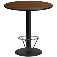 Flash Furniture Dessus de table rond de 42 po en stratifié de noyer avec anneau de pied-Table d'hospitalité à hauteur de bar