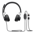Logitech Zone 750 Casque Filaire On-Ear avec micro anti-bruit avancé-Micro anti-bruit avancé assure un son clair lors des appels et visioconférences, même dans un lieu de travail chargé ; utilisez Logi Tune pour contrôler le signal et régler le volume de la voix