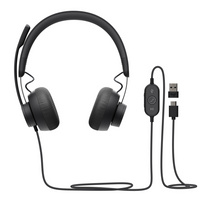 Logitech Zone 750 Casque Filaire On-Ear avec micro anti-bruit avancé-Micro anti-bruit avancé assure un son clair lors des appels et visioconférences, même dans un lieu de travail chargé ; utilisez Logi Tune pour contrôler le signal et régler le volume de la voix