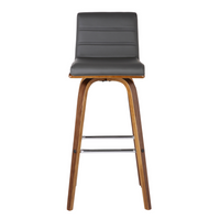 Armen Living - Vienna 66 cm Tabouret en Bois de Noyer - Simili Cuir Gris-Tabouret de bar pour cuisine