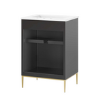 Modway - Awaken 24" Vanette de salle de bain - Blanc Noir-Rangement spacieux