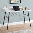 Monarch Specialties 7539 48" Computer Desk - White Marble-Look/Black Metal-Metal base in a contrasting black finish features tapered, angled metal legs and X-shaped support bars on back that provides stability