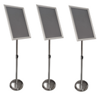 Eddie's Floor Standing Snap Frame Sign Holder - 11" x 17" - Silver Aluminum/Chrome - 3 Pack (130412-3)-Snap Frame Floor Standing Sign Holder