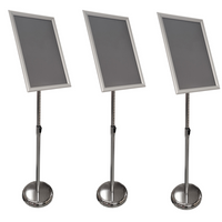 Eddie's Floor Standing Snap Frame Sign Holder - 11" x 17" - Silver Aluminum/Chrome - 3 Pack (130412-3)-Snap Frame Floor Standing Sign Holder