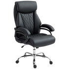 HOMCOM - Fauteuil de bureau en cuir pu avec rembourrage à ressorts - noir-Hauteur d'assise réglable, convient à différents utilisateurs et besoins de chaises de bureau 