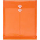 JAM Paper Enveloppes en plastique à ouverture au sommet, ferm. à bouton et ficelle, 9 3/4 x 11 3/4 po, orange, paq. de 108-Orange