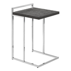 Monarch Specialties 3637 Accent Table - 25"H/Grey/Chrome Metal-Thick, rectangular tabletop in a grey finish is wide to offer a more generous surface