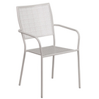 Table de jardin carrée de 28 po en acier gris pâle et 4 chaises au dossier carré, intérieur/extérieur [CO-28SQ-02CHR4-SIL-GG]-4