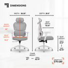 Sharper Image - Fauteuil de bureau exécutif en maille S-800 - Gris Clair-Conception durable avec base en nylon et roulettes pivotantes à 360° pour plus de soutien lors des déplacements