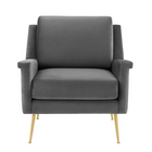 Modway - Chesapeake Performance Velvet Fauteuil - Gris or-Pieds en acier inoxydable en or brossé