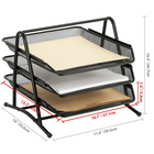 ShoppingAll - Bac à documents en maille à 3 niveaux-Dimensions: Le plateau mesure 11.6″L x 14″P x 10.5″H / L:29.5cm x P:35.6cm x H:26.7cm. Chaque niveau mesure 10.7″L x 13.7″P x 1.3″H / L:27.1cm x P:35cm x H:3.2cm.