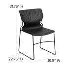 Chaise empilable noire à dossier complet de la série HERCULES, capacité de 661 lb avec cadre enduit de poudre noire-Garantie à vie limitée sur le cadre