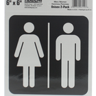 Headline Sign MEN/WOMEN Self-Stick Signs - 6" H x 6" L - Black/Gray - 2 Pack-Hang on or next to Unisex Restroom door.