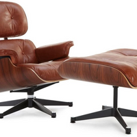 Nicer Furniture - chaise longue et ottoman moderne classique - beige/bois de rose-Revêtement 100 % cuir aniline italien pleine fleur.