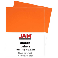 JAM Paper Full Page Labels, 8.5 x 11 Sticker Paper, AstroBrights Orbit Orange, 2 sets of 5 (337628612g)-Size: 8.5" x 11"