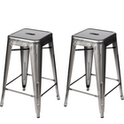 Plata Decor - Tolix 30"H Tabouret - Gris - paquet de 2-Tabouret de comptoir