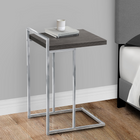 Monarch Specialties 3637 Accent Table - 25"H/Grey/Chrome Metal-Sturdy chrome metal base rises above the tabletop to form a handle that can be used to carry this lightweight table as needed in a living room or bedroom, or any room in need of a small side table