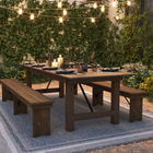 Flash Furniture HERCULES Series 9' x 40" Rectangular Antique Rustic Solid Pine Folding Farm Table-16 Gauge Black Steel Posts