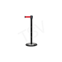 Zenith Safety - Barrières Sur Pieds Pour Le Contrôle Des Foules, Acier, 35po H, Ruban Rouge, Longueur Du Ruban 12'-Fini/couleur Noir