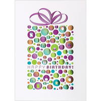 JAM Paper - Ensemble de cartes d’anniversaire, Happy Birthday avec motif de pois, vierge, 25/paquet (526BG530WB)-Carte d’anniversaire avec un motif de cadeau fait en pois