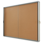 Quartet Euro Enclosed Cork Bulletin Board - Indoor Use - 2 Sliding Doors - 56" x 39"-Features a durable and classic cork surface ideal for posting printed materials