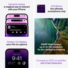 Apple iPhone 14 Pro Max 6.7" Super Retina XDR - 1 TB - Deep Purple - Bell and Virgin Plus-A16 Bionic, the ultimate smartphone chip. Superfast 5G cellular