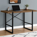 Monarch Specialties 7655 48" Computer Desk - Walnut/Black Metal-Robust metal legs in a black finish are incorporated into the desktop for an interesting visual effect