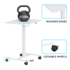 ShoppingAll Pneumatic Height Adjustable Mobile Sit-Stand Desk Laptop Computer Cart - White-DURABLE CONSTRUCTION: Base Of Desk Features Wider Frame Finished In Heavy Duty Steel For Long-Term Durability And Stability.