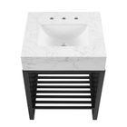Modway - Gridiron 24" Vanette de salle de bain - Blanc Noir-Évier en marbre artificiel