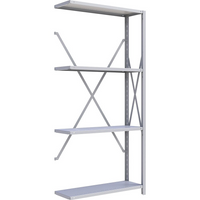 Metalware – Étagère sans boulons RK204, 4 tablettes, 36 x 12 x 76 po, gris pâle-Système de tablettes ajustables offrant un espace de rangement solide, mais économique qui convient à vos besoins