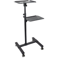 StarTech.com Mobile Projector and Laptop Stand - Portable Presentation Cart-This heavy-duty mobile cart provides 2 shelves (at different heights) that each support 22lb (10kg), Durable rolling projector cart has a strong/sturdy base (17.9" x 19.7"/45.5cm x 50.2cm) with lockable casters/wheels